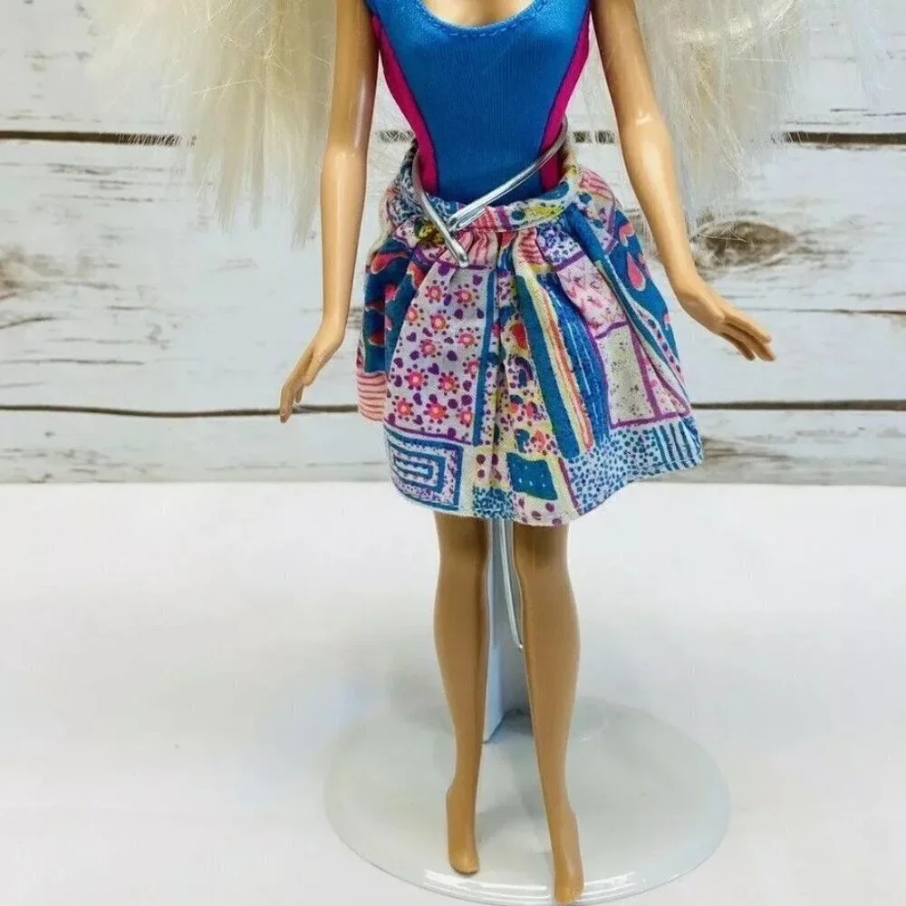 MATTEL BARBIE Blonde Hair Blue Eyes Bodysuit Skirt Outfit 12" Tall - Picture 10 of 13